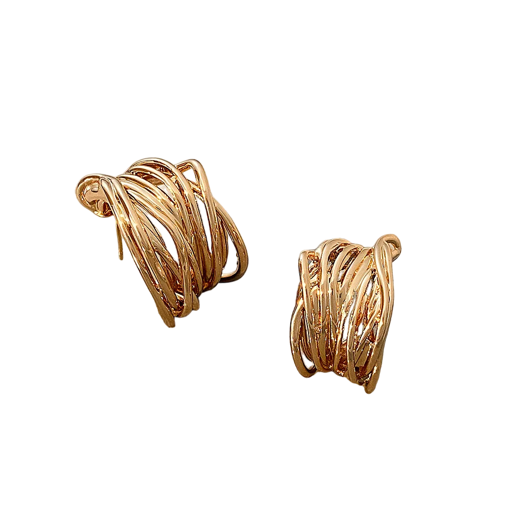Brinco Meia Argola Feminino Fios Entrelaçados