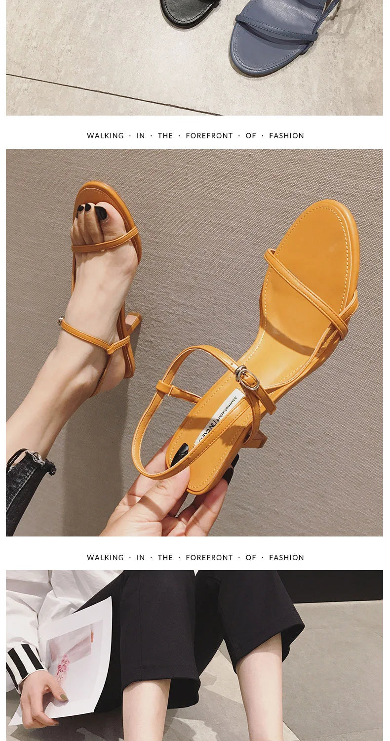 2024 verão sandálias baixas mulher terno de couro feminino bege sapatos femininos salto alto de salto baixo preto conforto novo stiletto meninas fas