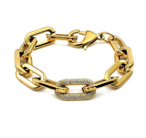 Pulseira Feminina de Elos Grandes com Zircônias