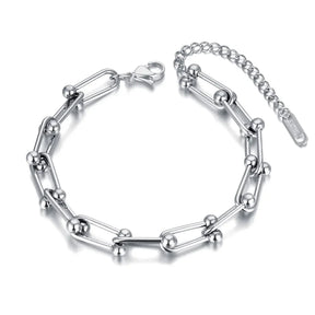 Pulseira Feminina de Elos com Esferas