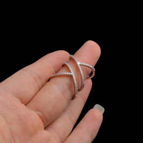 Anel Ajustável Feminino Trançado com Zirconias