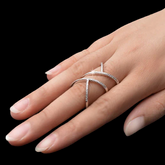 Anel Ajustável Feminino Trançado com Zirconias