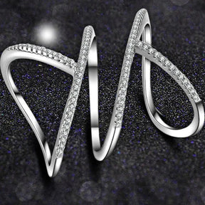 Anel Ajustável Feminino Trançado com Zirconias