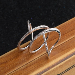 Anel Ajustável Feminino Trançado com Zirconias