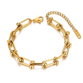 Pulseira Feminina de Elos com Esferas