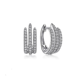 Brinco Argola Feminino 3 Garras com Zircônias