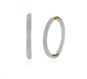 Brinco Argolas Feminino Cravejada de Zircônias