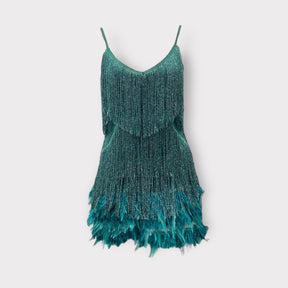 Vestido De Franja Esmeralda