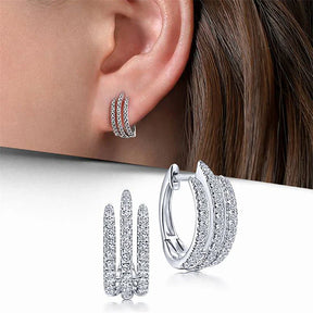 Brinco Argola Feminino 3 Garras com Zircônias