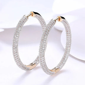 Brinco Argolas Feminino Cravejada de Zircônias