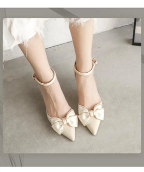 Salto médio sapatos femininos tendência dedo do pé apontado borboleta stilettos elegante vestido casamentos festa de noiva branco designer
