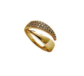 Anel Ajustável Feminino Cravejado de Zircônias 2 Pontas