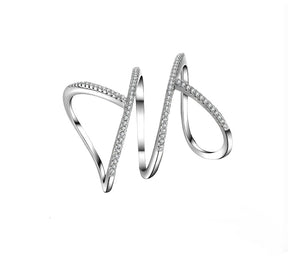 Anel Ajustável Feminino Trançado com Zirconias