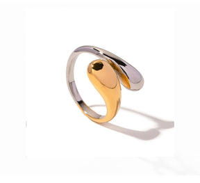 Anel Ajustável Feminino 2 Gotas Bicolor Waterdrop