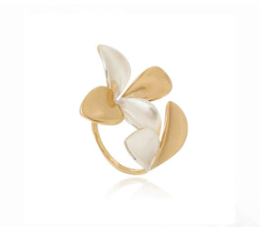 Anel Feminino Blossom Flores 2 Tons