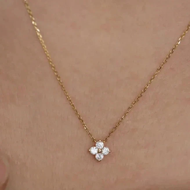 Corrente Feminina Ponto de Luz Formato de Flor com Zircônias