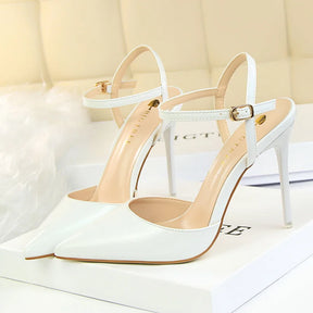 Mulheres 10.5cm sandálias de salto alto senhora metálico cinza couro patente stripper tornozelo cinta sandles casamento fetiche boate sapatos