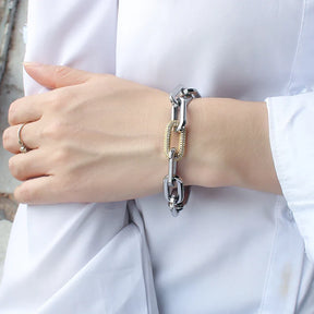 Pulseira Feminina de Elos Grandes com Zircônias