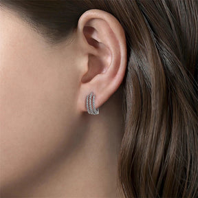 Brinco Argola Feminino 3 Garras com Zircônias