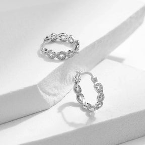 Brinco Argola Feminina Trançadas Cravejada de Zircônias