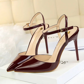 Mulheres 10.5cm sandálias de salto alto senhora metálico cinza couro patente stripper tornozelo cinta sandles casamento fetiche boate sapatos