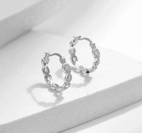 Brinco Argola Feminina Trançadas Cravejada de Zircônias