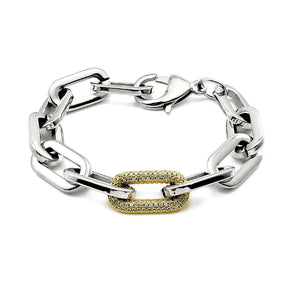 Pulseira Feminina de Elos Grandes com Zircônias