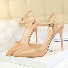 Mulheres 10.5cm sandálias de salto alto senhora metálico cinza couro patente stripper tornozelo cinta sandles casamento fetiche boate sapatos