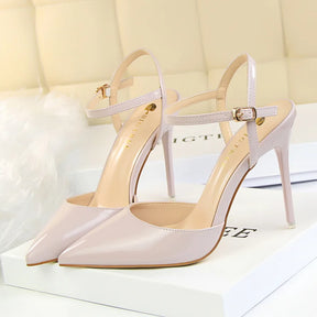 Mulheres 10.5cm sandálias de salto alto senhora metálico cinza couro patente stripper tornozelo cinta sandles casamento fetiche boate sapatos