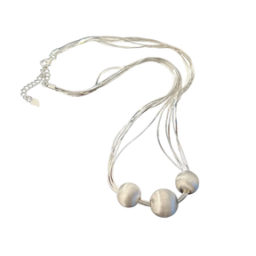 Colar Feminino Fios Snakes Torcidos com 3 Esferas Foscas