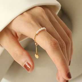 Anel Ajustável Feminino Maleável Pérolas de Água Doce