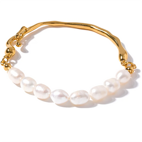 Pulseira Feminina com Pérolas Barrocas