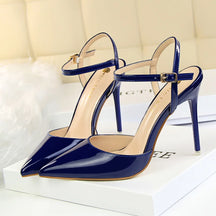 Mulheres 10.5cm sandálias de salto alto senhora metálico cinza couro patente stripper tornozelo cinta sandles casamento fetiche boate sapatos