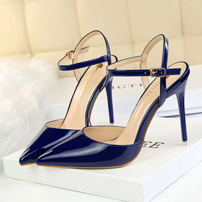 Mulheres 10.5cm sandálias de salto alto senhora metálico cinza couro patente stripper tornozelo cinta sandles casamento fetiche boate sapatos