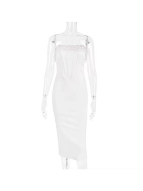 Vestido Tomara que Caia com Franjas Elegante