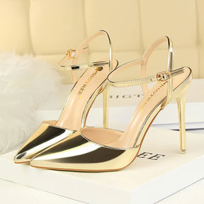 Mulheres 10.5cm sandálias de salto alto senhora metálico cinza couro patente stripper tornozelo cinta sandles casamento fetiche boate sapatos
