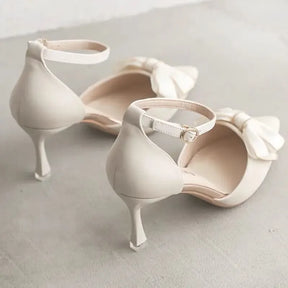 Salto médio sapatos femininos tendência dedo do pé apontado borboleta stilettos elegante vestido casamentos festa de noiva branco designer