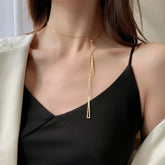 Colar Feminino Comprido Ajustável com Pingente Triângulos