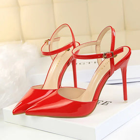 Mulheres 10.5cm sandálias de salto alto senhora metálico cinza couro patente stripper tornozelo cinta sandles casamento fetiche boate sapatos
