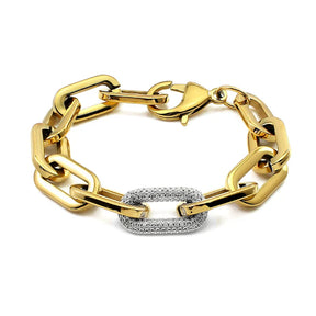 Pulseira Feminina de Elos Grandes com Zircônias