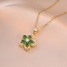 Brilhante zircão romântico flor pingente colar para mulheres banhado a ouro rotativo flores gargantilha meninas festa de casamento jóias de luxo