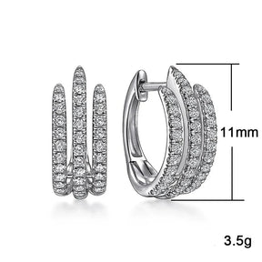Brinco Argola Feminino 3 Garras com Zircônias
