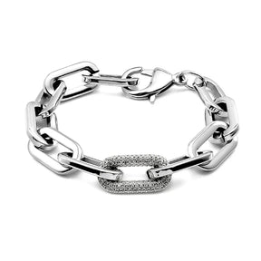 Pulseira Feminina de Elos Grandes com Zircônias