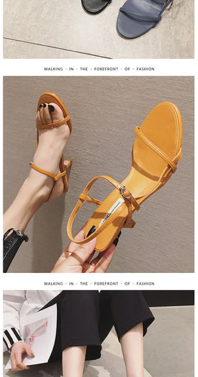 2024 verão sandálias baixas mulher terno de couro feminino bege sapatos femininos salto alto de salto baixo preto conforto novo stiletto meninas fas